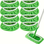 Resim 8 adet Mikrofiber Mop Pedleri ile Uyumlu Döner Zemin Mopu: Yeniden Kullanılabilir, Yıkanabilir, Kuru ve Islak Temizlik için Uygun 