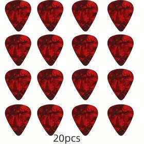Resim 20 adet Zarif Kırmızı Gitar Seçenekleri - 0.46/0.71/0.96mm Kalınlık, Bas, Elektrikli ve Akustik Gitarlar, Ukulele Aksesuarları için Mükemmel | Zarif Gitar Seçenekleri | Parlak Bitişli Seçenekler 
