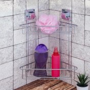 Resim Geseus Yapışkanlı Krom Iki Katlı Banyo Köşe Rafı EF257 