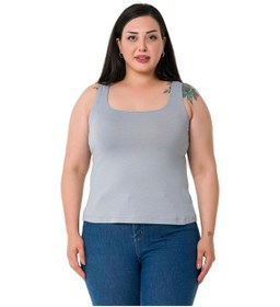 Resim Büyük Beden Askılı Yarım Astarlı Viskon Açık Gri Body-açık Gri 