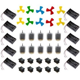 Resim Motor Pervane Set 10 Lu Motor Pervane 2li Pil Yuvası On-off Anahtar 