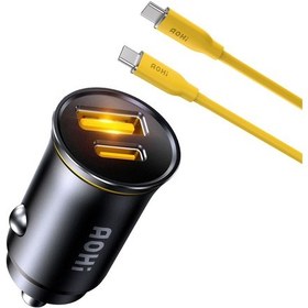 Resim Aohi Araç İçi 2 Portlu 65w Şarj Cihazı, 140w 1m Pd 3.1 480mbps Süper Hızlı Şarj/data Kablosu Seti 