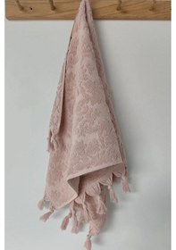 Resim Pudra Rengi Otantik Saçaklı El Havlusu 50x90cm - %100 Pamuk - Yumuşak Ve Su Emici Pudra 