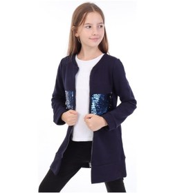 Resim Toontoy Kız Çocuk Hırka Pul Nakış Lacivert 