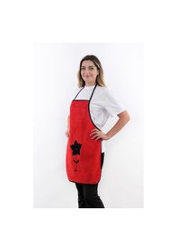 Resim Wellsoft İkili Paket Nakışlı Mutfak Önlüğü Sıvı Geçirmez Su Geçirmez Mutfak Önlüğü Kırmızı 