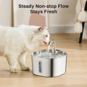 Resim Kedi Su Çeşmesi: Paslanmaz Çelik Evcil Hayvan Su Çeşmesi İç Mekan Metal Otomatik Sulama Kedi/Köpek İçme Kabı Musluk Şişesi Su Besleyici 2.2L/74oz İşletme Su Dağıtıcısı Ultra Sessiz Pompa ile Filtre 