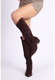 Resim Mariolucci Kadın Kovboy Çizme Hakiki Deri KahveRengi Süet 