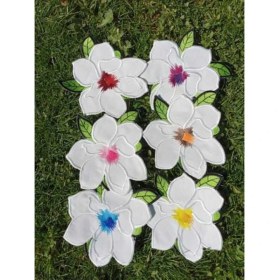 Resim 6 Adet Yeşil Yapraklı Mix Renkli Kahve Sunum Mendili, Servis Peçetesi, Kokteyl Peçetesi 