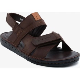 Resim Greyder Erkek Kahverengi Hakiki Deri Sandalet 6Y1FS67856 