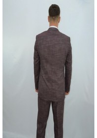 Resim Presto Erkek Yelekli Slimfit Takım Elbise 6 Drop Bordo-777-800 Bordo 