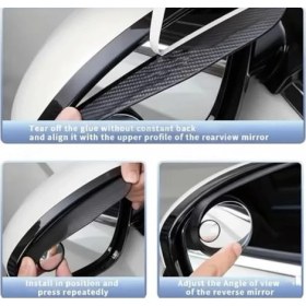 Resim Larskas Orret Home Ayarlanabilir Yuvarlak Kör Nokta Aynası ve Yağmur Siperliği Seti - Karbon Görünümlü, Açı Ayarlı Oto Araç Kör Nokta Aynası, Su ve Yağmur Önleyici Ayna Siperliği, Evrensel Uyumlu 