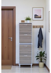 Resim Eliusta Elenio 52 Cm Genişlik Cordoba Renk Ayaklı 4 Kapaklı Ayakkabılık 52x168x26 Cm Ayakkabılık Cordoba 