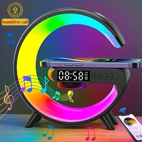 Resim Vikefon RGB Gece Lambası Kablosuz Şarj Pedı ile Renkli LED Halka, Çok Fonksiyonlu Akıllı Hoparlör, for iPhone 16, 15, 14, 13, 12, for Samsung S25, Xiaomi 14 için Hızlı Şarj - Müzik Görüntüleme, Uyku Lambası Özelliği, Arkadaşlar için İdeal Hediye, Uyku Gece Lambası | Renkli Ortam Aydınlatması | USB Type-C Şarj 