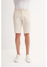 Resim Cazador Slim Fit Dar Paça Keten Bermuda Şort 6108 Bej 