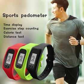 Resim Kadınlar için Adım Sayacı, Kalori Takipçisi ve Mesafe Ölçer ile Spor Dijital Saat - Canlı Kırmızı/Yeşil Silikon Kayış, Düğme Pil Gücüyle Çalışan Fitness İzleyici 