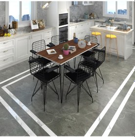 Resim Knsz masa sandalye takımı hem75mazlum cvzsyh 130*090 klç 6 sandalye syhsyh kolçaklı 