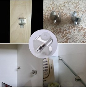 Resim Badem10 Raf Ahşap Cam Tutucu Cam Etejer Metal Pimli Krom Plastik Vidalı 