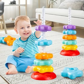 Resim Bebek Gökkuşağı Dönen Yığma Halkalar - 1-3 Yaş İçin, 6 Aylık Bedenler Çocuklar iki, Eğitici Erken Ö 