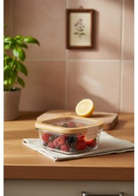 Resim Bambum Poira - Cam Kapaklı Kilitli Cam Saklama Kabı 520 Ml Bambu 