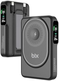 Resim Bix TPB16 10000 mAh OLED Ekranlı Manyetik Kablosuz Powerbank 20W PD Hızlı Şarj ve 15W MagSafe Siyah 