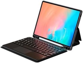 Resim Samsung Galaxy Tab S9 ile uyumlu FE Border Keyboard Bluetooh Bağlantılı Standlı Klavyeli Tablet Kılıfı Siyah 