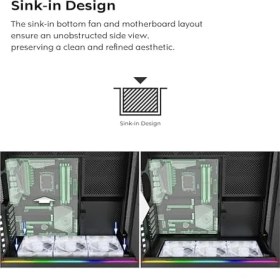 Resim SDT Group Montech HS01 Pro, Atx Mid-Tower Pc Kasası, Oyun Bilgisayarı, Yüksek Hava Akışı, Ters Çevrilebilir Düzen, Mesh Ön Panel, 5x Argb Pwm Fan Önceden Yüklenmiş, Gömme Tasarım, Aletsiz Paneller, Siyah 
