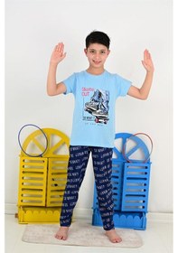 Resim Vitmo erkek çocuk kısa kollu pijama takımı so what skate model mavi 