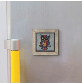 Resim Baykuş Baskılı Mdf Magnet 7x7 60 