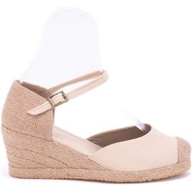 Resim Star Tombis Gerçek Elişi Koyu Bej Burnu Hasır Dolgu Topuk Keten Hasır Espadril Bej 