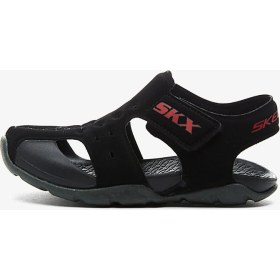 Resim Skechers Siyah Sandalet Erkek Çocuk İçin Şoka Dayanıklı Suni Deri Tabanlı Konforlu Tasarım 
