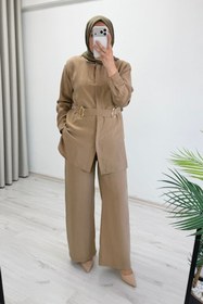 Resim T Moda Store My Magazin Liyosel Kumaş Toka Detaylı Tesettür İkili Takım 