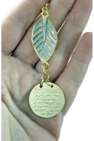 Resim biuti Pastel Mint Yeşili Yapral Metal Ayetel Kürsi Araba Dikiz Ayna Süsü, Gold Renkli 