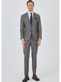 Resim İmza Lacivert Mono Yaka Düz 2 Düğme Classic Yünlü Slim Fit Takım Elbise 1001250175 Lacivert 