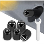 Resim Yaleker Kia Yeni Logo Yuvarlak Tekerlek Valf Kapağı, 5 Adet Set, Montaj Anahtarı İçeren, Çoklu Araç Uyumlu 