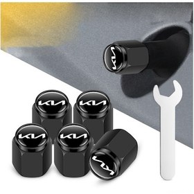 Resim Yaleker Kia Yeni Logo Yuvarlak Tekerlek Valf Kapağı, 5 Adet Set, Montaj Anahtarı İçeren, Çoklu Araç Uyumlu 