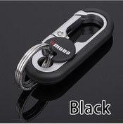 Resim Siyah Anahtarlık Paslanmaz Çelik Toka Açık Karabina Tırmanma Araçları Çift Halka Araba Anahtarlık Anahtarlık Dayanıklı Anahtarlık 