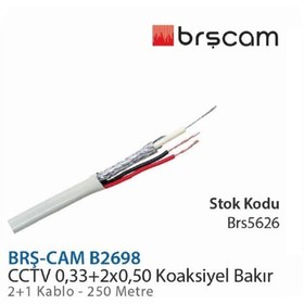 Resim Tbg Brş-cam B-2698 0,33+2x0,50 250 Mt Cca 2+1 Cctv Kablosu 