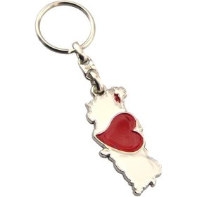 Resim Türkiye Harita Kırmızı Kalpli Metal Anahtarlık 