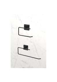 Resim Karteya Yapışkanlı Siyah Rulo Havluluk Peçetelik Wc Kağıtlık Banyo Mutfak Pratik 2'li Set Siyah 