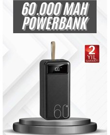 Resim Hızlı Şarj 4 Çıkışlı Powerbank 60.000 Mah Taşınabilir Dijital Göstergeli Çok Renkli 
