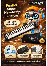 Resim 32 Tuşlu Mavi Melodika Bez Çantalı Siyah 
