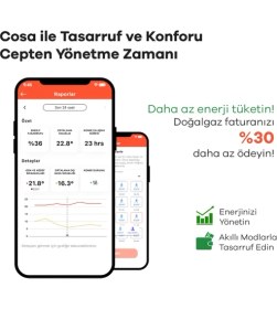 Resim Cosa Akıllı Oda Termostatı V5 Kablosuz Kontrol ile Siyah Renk Dijital Ekran Özellikli 