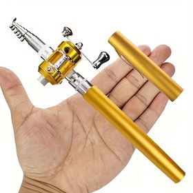 Resim Ultra-Hafif Alüminyum Alaşımlı Mini Olta ile - Hızlı Eylem, Taşınabilir Katlanabilir ve Geri Çekilebilir, 99.97cm, Nehir, Göl, Baraj ve Buz Balıkçılığı için İdeal, Buz Balıkçılığı Ekipmanı | Kompakt Olta | Dayanıklı Olta, Olta 