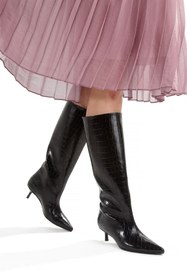 Resim PİMORA Siyah Kroko Çekme Çizme Sivri Burunlu 5 cm İnce Ökçe 