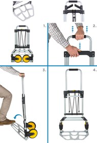 Resim DEKO TURKEY XL Büyük Boy 150kg Kapasiteli Katlanır El Arabası Teleskopik 360° Döner Kol ve Kaymaz Tekerlekler 