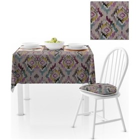 Resim Baklava Dilimi Desenli Gül Kurusu Mürdüm Dijital Baskılı Petek Dokuma Masa Örtüsü 120x140 