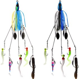 Resim Alabama Rig Balıkçılık Yem Seti - 22cm/8.7in, 20g Paslanmaz Çelik & Reçine Metal Yemler ve Dönen Pullar - Avcılık & Balıkçılık Tutkunları İçin Mükemmel 