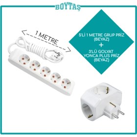 Resim Viko 5'li Beyaz Grup Priz + Beyaz Yonca Plus Golyat 