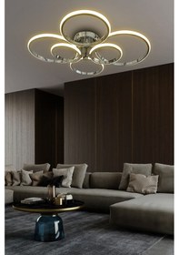 Resim Negro 4'lü Plafonyer Led Avize - Kumandasız / Krom Krom 