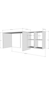 Resim Ergonomik Oyuncu ve Çalışma Masası - 4 Bölmeli Raflı Meşe Ofis ve Bilgisayar Masası NRG-OYNM-1003 